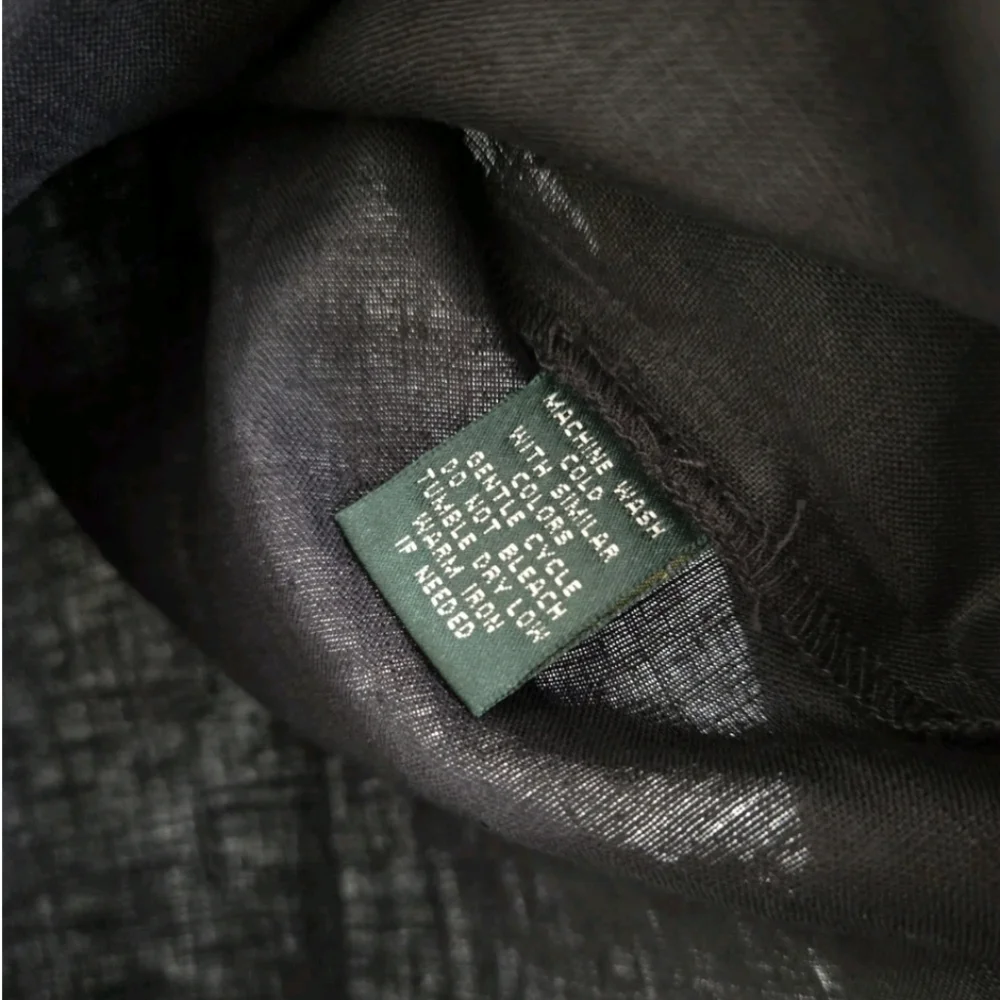 Lauren Ralph Lauren Boho Lagenlook Witchy Artsy Linen Black Blouse - Picture 7 of 7